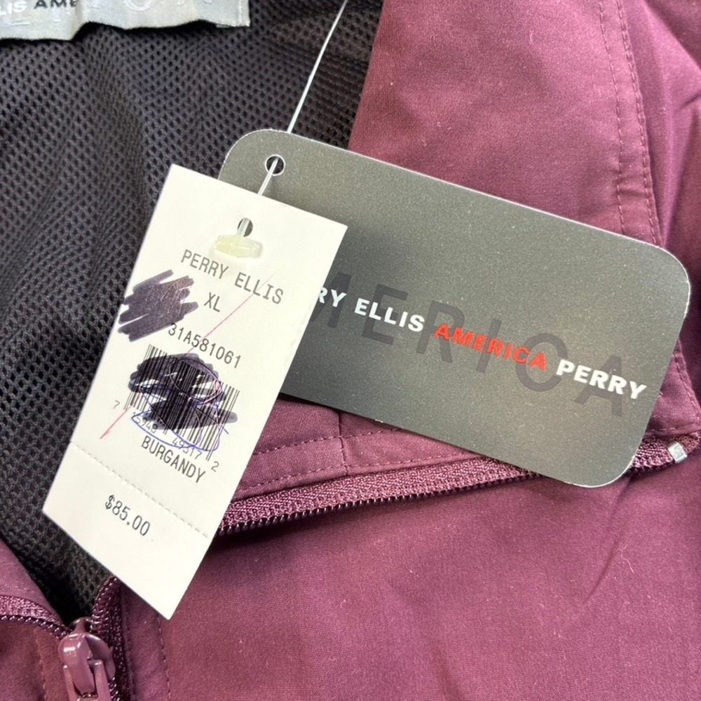 Perry Ellis America Active Mens XL Windbreaker Jacket Burgundy Olive Colorblock - Picture 16 of 16